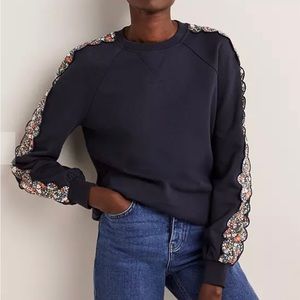 Boden Floral Scallop Detail Sweatshirt size 6